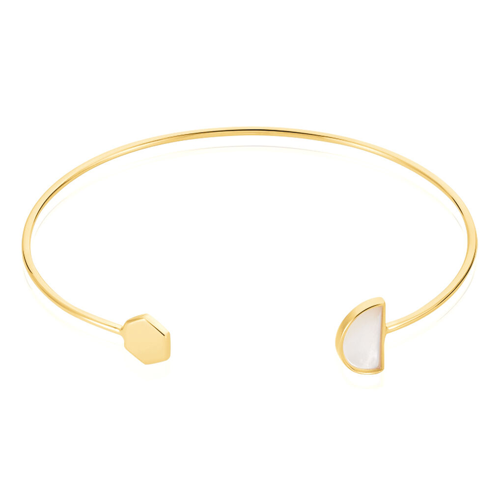 Damen Armreif Silber 925 Vergoldet Perlmutt  - Armreifen Damen | OROVIVO
