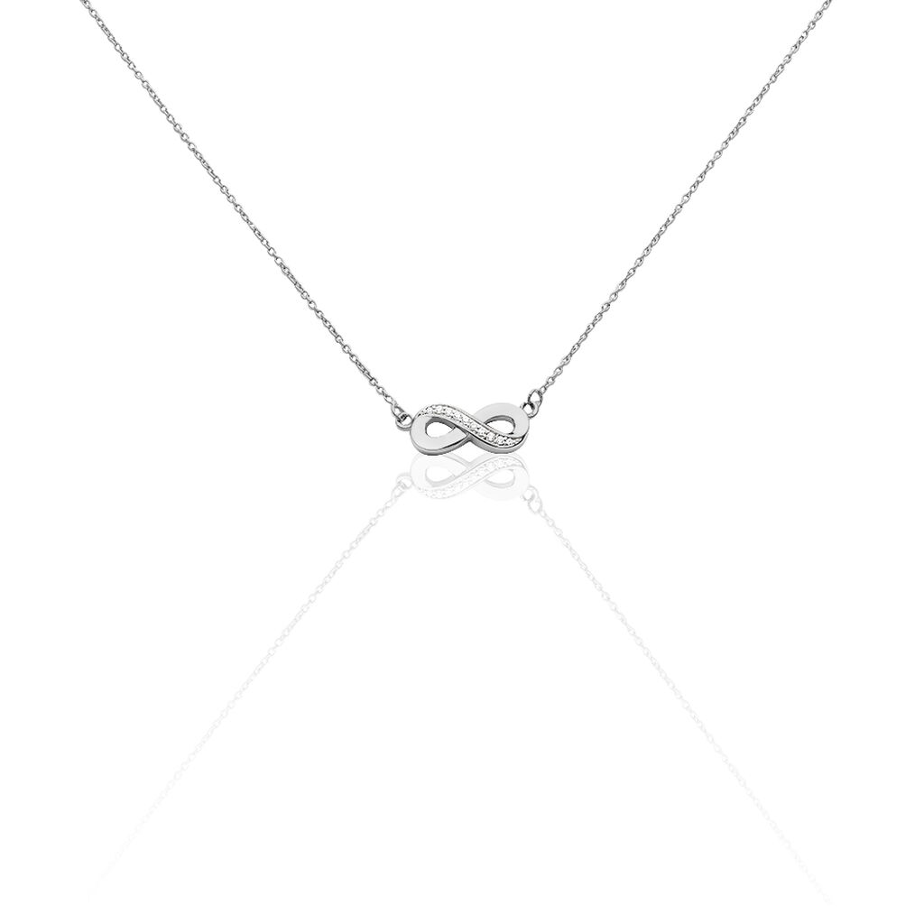 INFI INFINITY 2 Damen Collier Silber 925 Zirkonia Weiß Unendlichkeit, Collier mit Stein