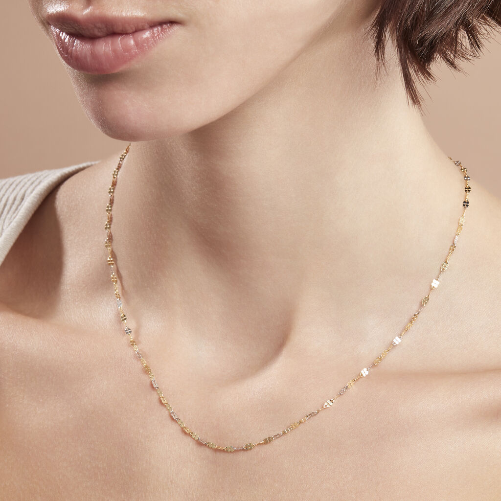 Damen Singapurkette Gold 375 Bicolor  - Halsketten Damen | OROVIVO