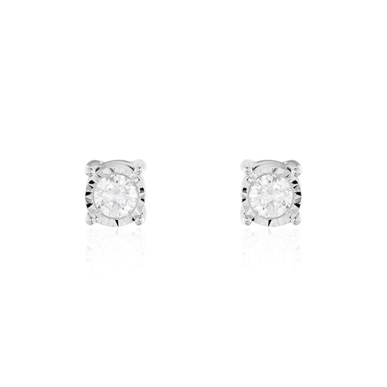 Damen Ohrstecker Weißgold 375 Diamant 0,08ct Viereck Illusion Pastille  - Ohrstecker Damen | OROVIVO