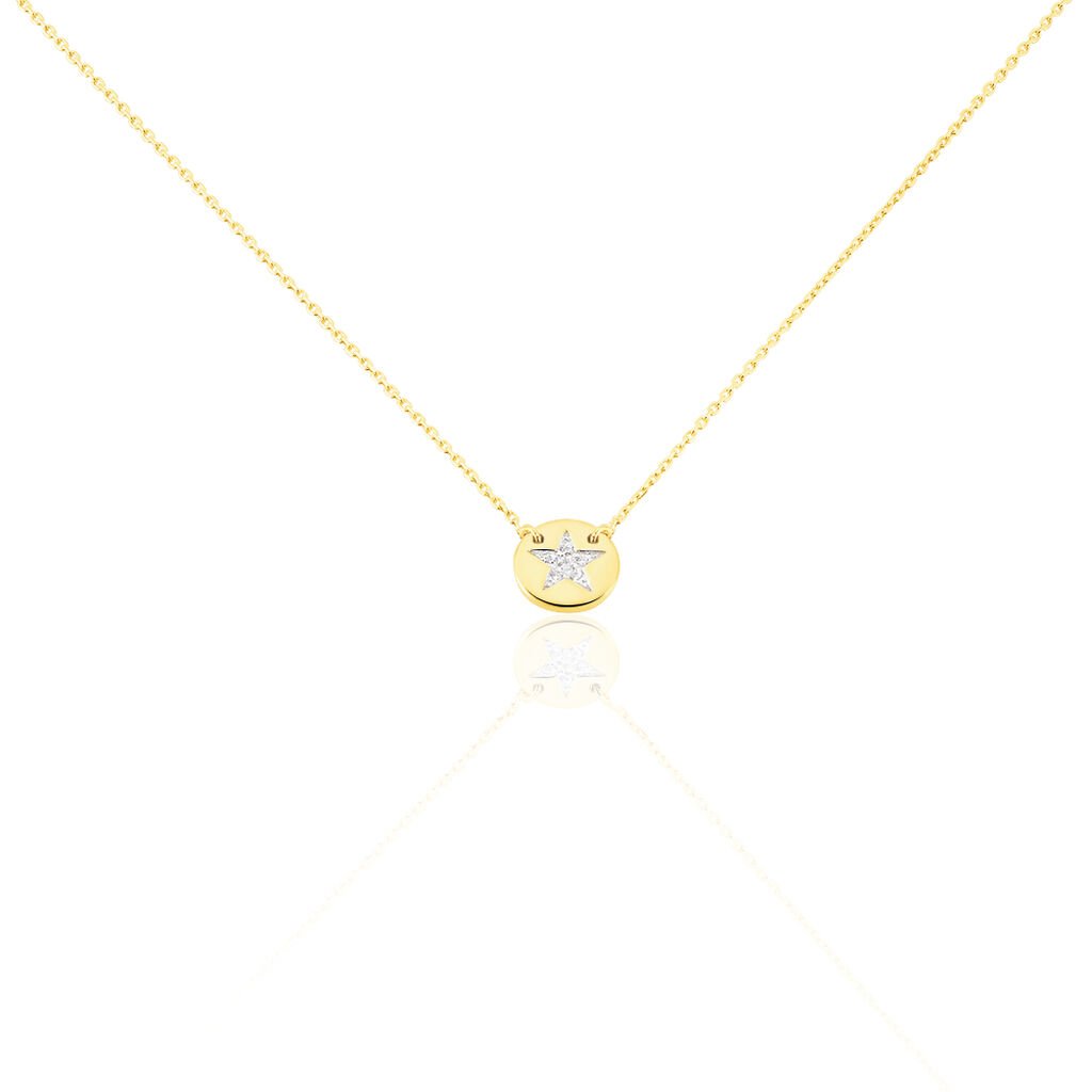 TANJA Damen Collier Gold 375 (9 Karat) Zirkonia Weiß Stern - Halsketten Damen | OROVIVO