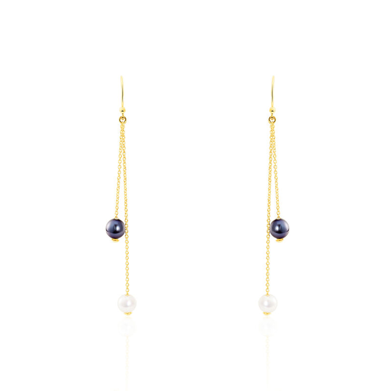 Boucles D'oreilles Pendantes Nathalie Or Jaune Perle D'imitation - Spannringe Damen | OROVIVO