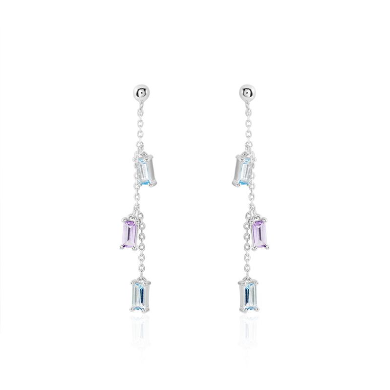 Damen Ohrringe Lang Weißgold 375 Amethyst Violett 0,78ct Ani  - Ohrhänger Damen | OROVIVO