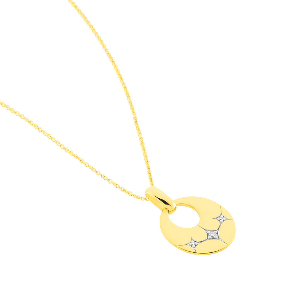 HEIKE Damen Collier Gold 375 (9 Karat) Zirkonia Wei&szlig; 0,01 ct Stern