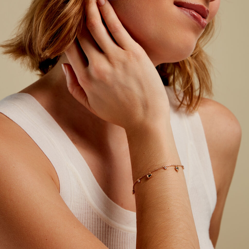 JAZMINE Damen Armband Vergoldet 750 Zirkonia Wei&szlig; Herz