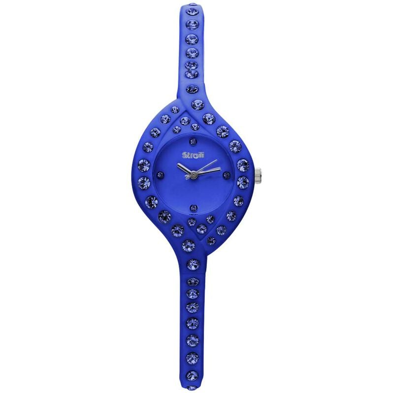 So Girly orologio solo tempo in silicone blu e cristalli con quadrante blu - Spannringe Damen | OROVIVO
