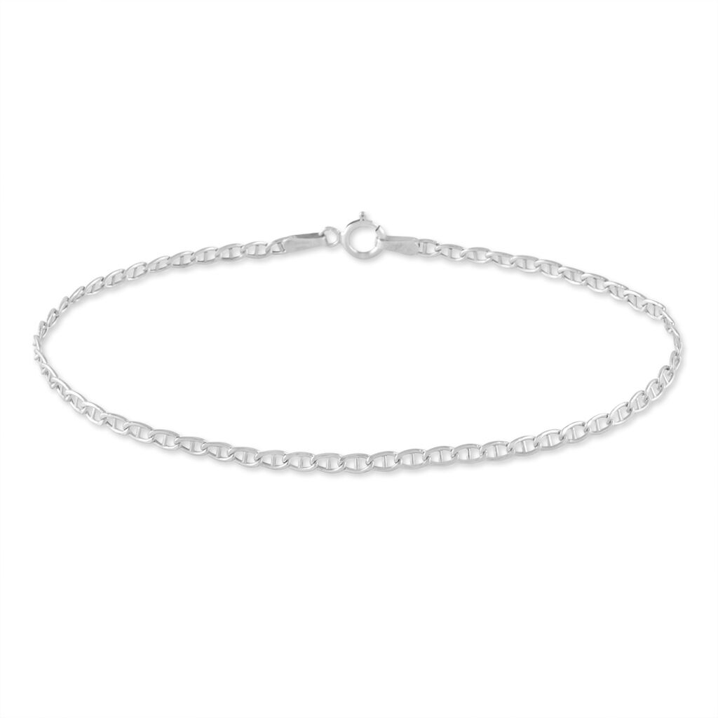 Bracelet Capucin Or Blanc Maille Marine Plate - Spannringe Damen | OROVIVO