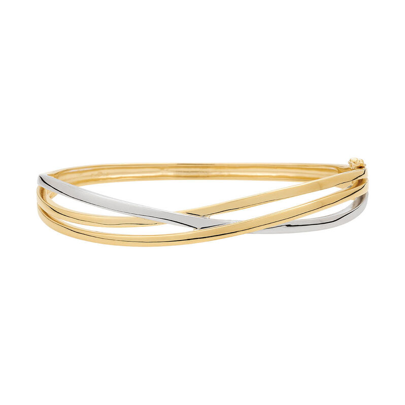 Damen Armreif Messing Gold 750 plattiert Bicolor - Armreifen Damen | OROVIVO