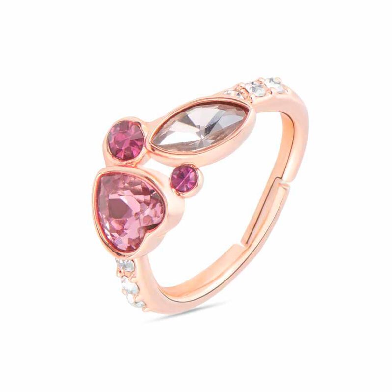 Anello Fantasia Violet Ottone Rosa Cristallo - Spannringe Damen | OROVIVO