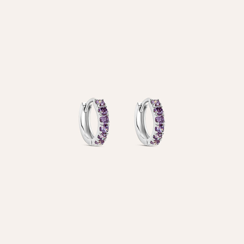 Orecchini A Cerchio Toujours Oro Bianco Cubic Zirconia - Spannringe Damen | OROVIVO