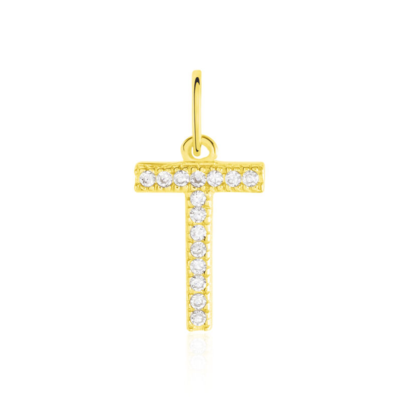 Anhänger Gold 375 Zirkonia Buchstabe T - Schmuckanhänger Familie | OROVIVO