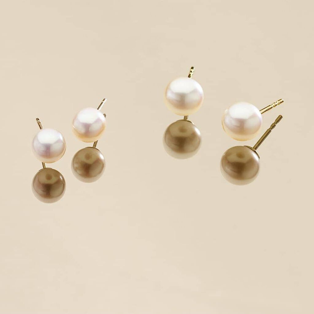 Damen Perlenohrringe Gold 375 Zuchtperle 6-6,5mm - Ohrstecker Damen | OROVIVO