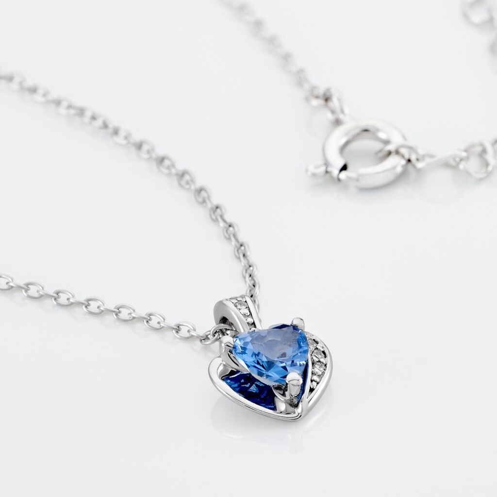 ARIDA HERZ 1 Damen Collier Silber 925 Spinell Himmelblau 0,15 ct Herz B 1,2 mm