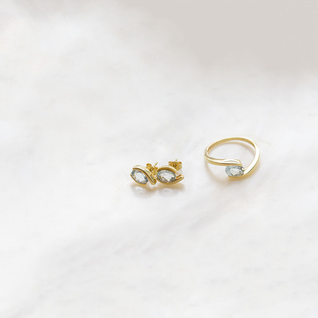 CARGA Damen Ring Gold 333 (8 Karat) Topas Blau 0,87 ct Oval