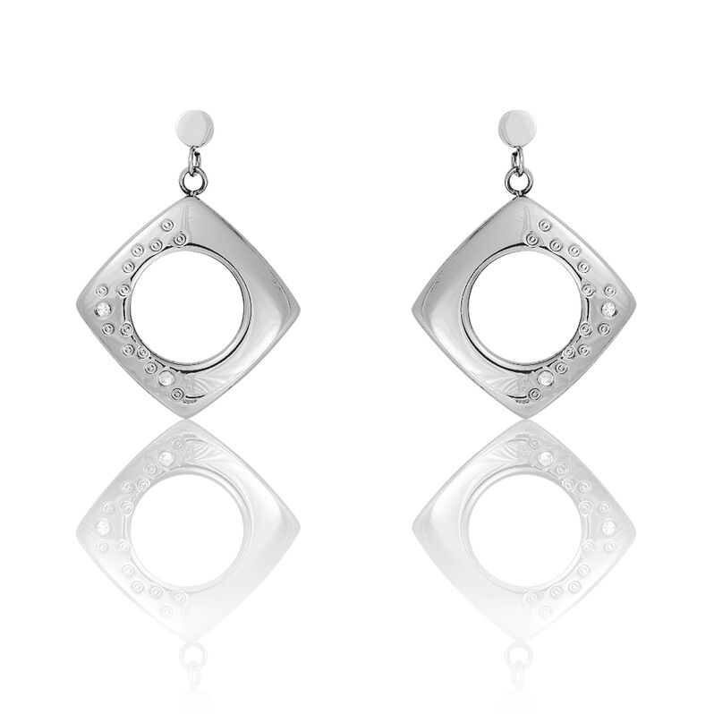 Boucles D'oreilles Pendantes Flavye Acier Blanc Oxyde De Zirconium - Spannringe Damen | OROVIVO