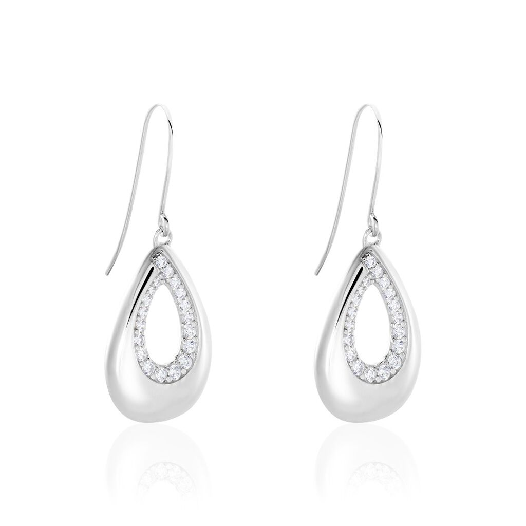 VILIANA Damen Ohrringe Lang Silber 925 Zirkonia Wei&szlig; Tropfen