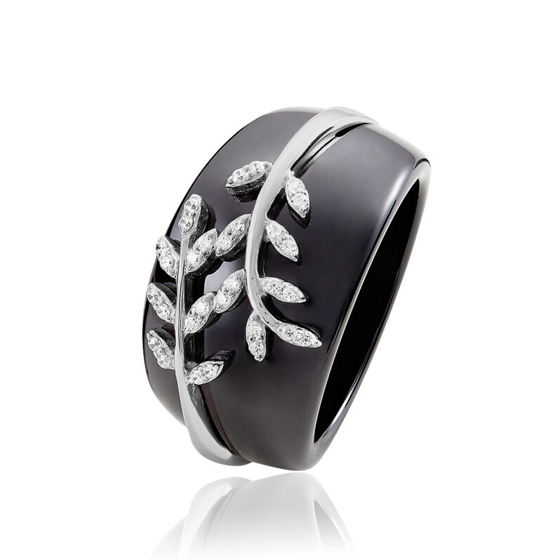 Bague Argent Blanc Céramique Et Oxyde De Zirconium - Spannringe Damen | OROVIVO