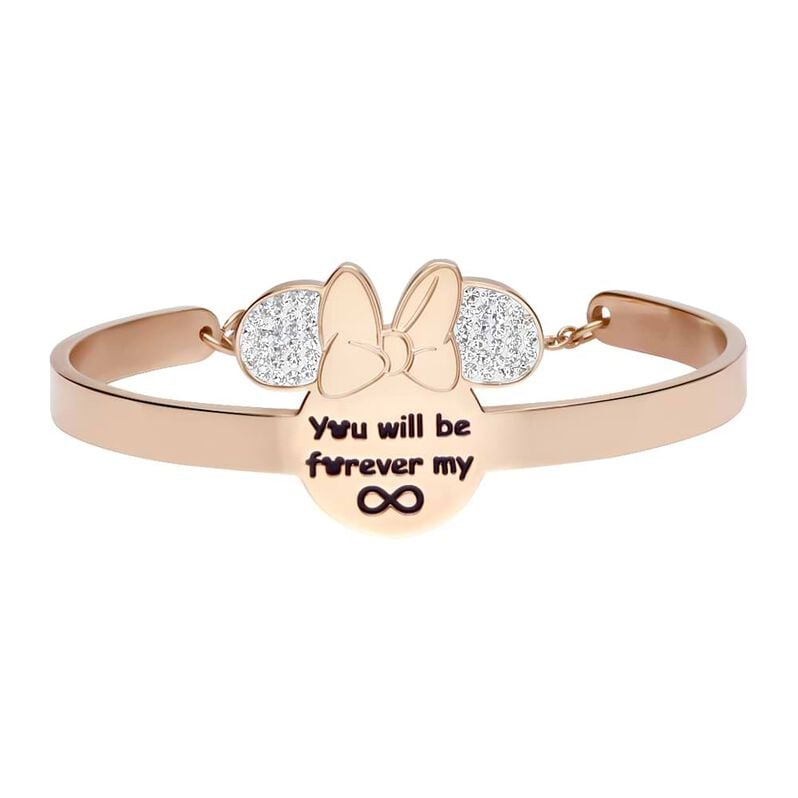 Bangle Lady Message Acciaio Rosato Disney e Cristalli - Spannringe Damen | OROVIVO