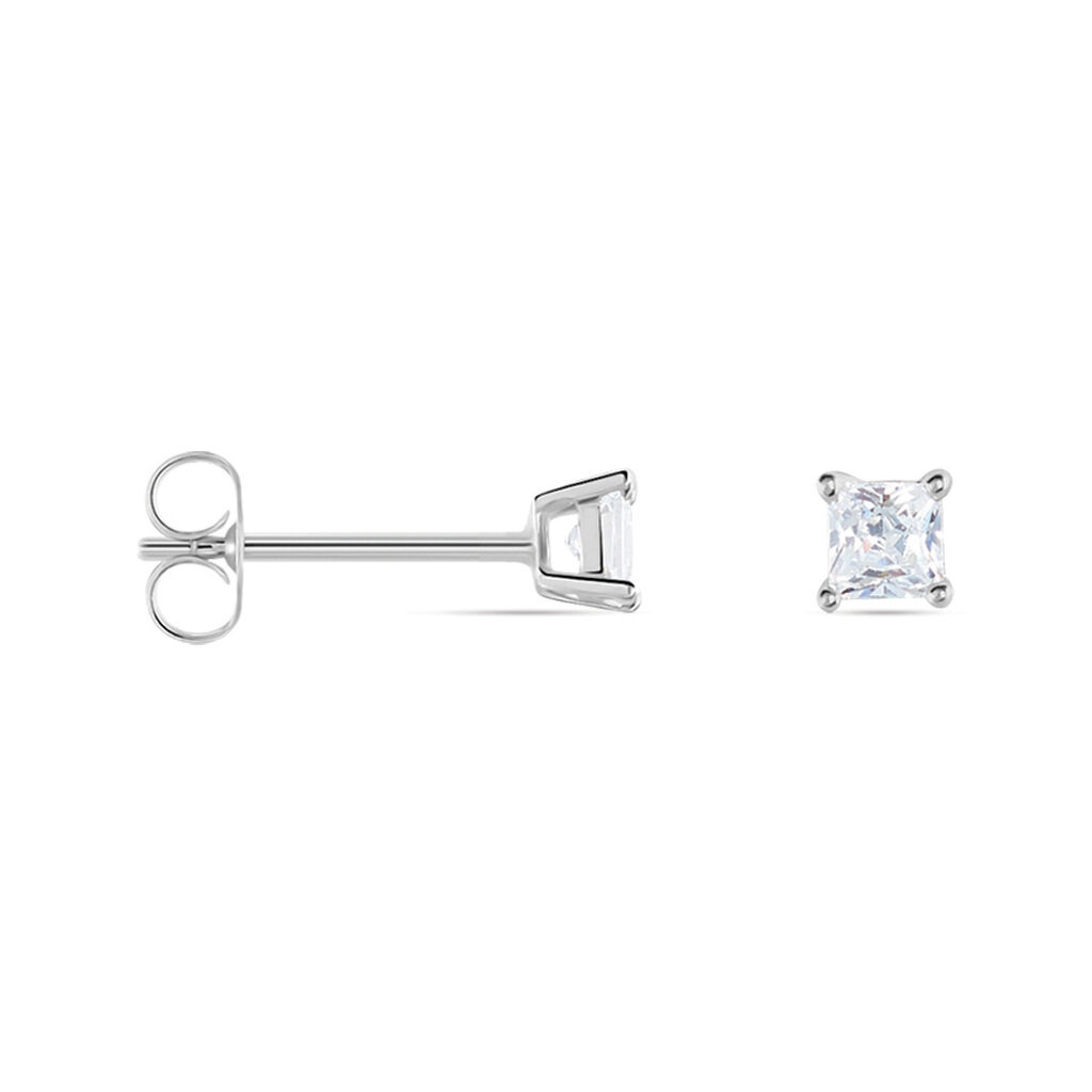 BIRATI Damen Ohrstecker Silber 925 Zirkonia Wei&szlig; 1 ct Viereck
