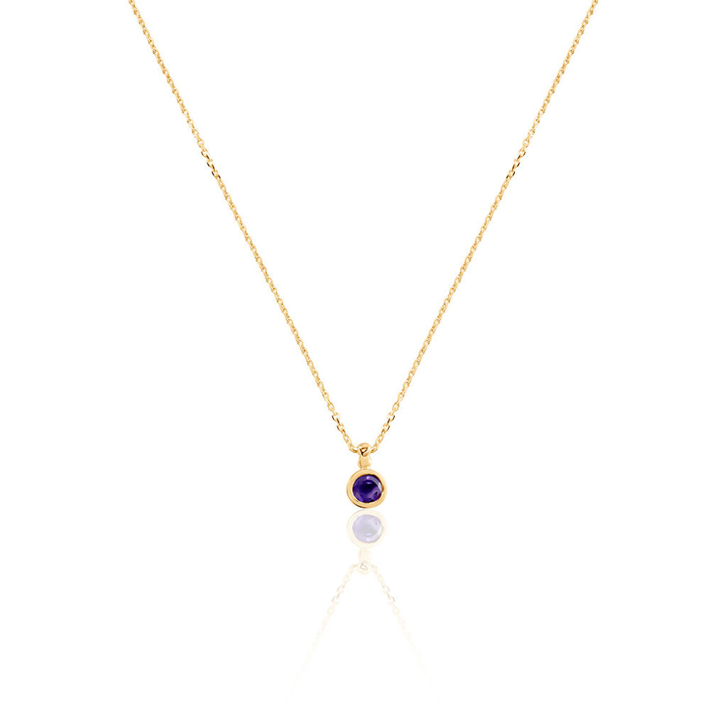 LYKKE Damen Collier Gold 375 (9 Karat) Amethyst Violett 0,25 ct Kreis B 4 mm, Collier mit Stein