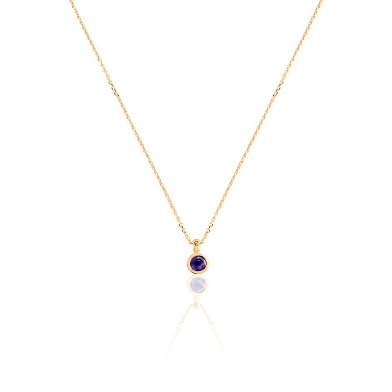 LYKKE Damen Collier Gold 375 (9 Karat) Amethyst Violett 0,25 ct Kreis B 4 mm - Halsketten Damen | OROVIVO