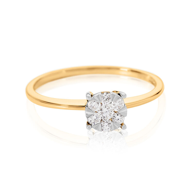 PETALI Damen Ring Gold 585 (14 Karat) Diamant Wei&szlig; 0,01 ct Kreis - Ringe mit Stein Damen | OROVIVO