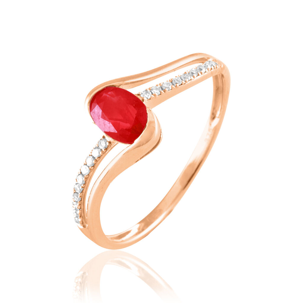 Bague Anja Or Rose Rubis Et Diamant - Spannringe Damen | OROVIVO