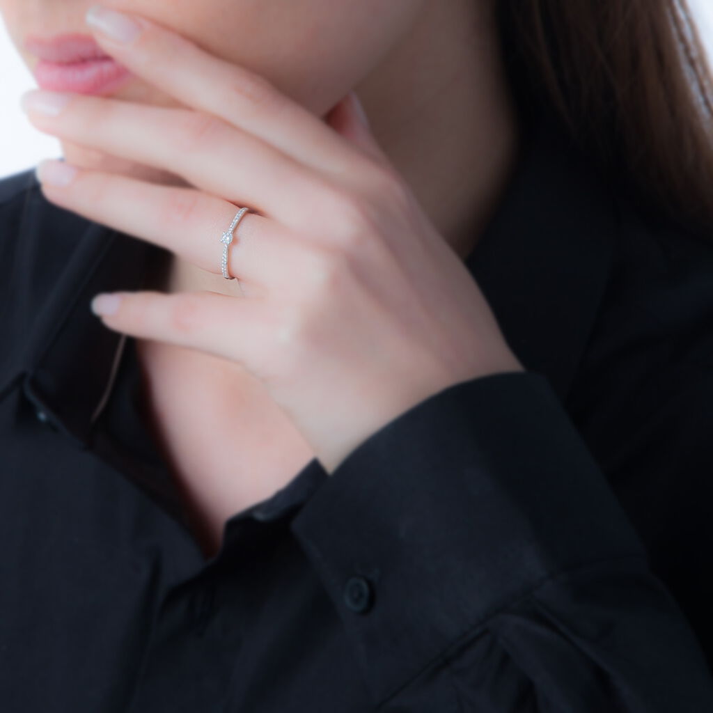 Bague Solitaire Hemera Or Blanc Diamant - Spannringe Damen | OROVIVO