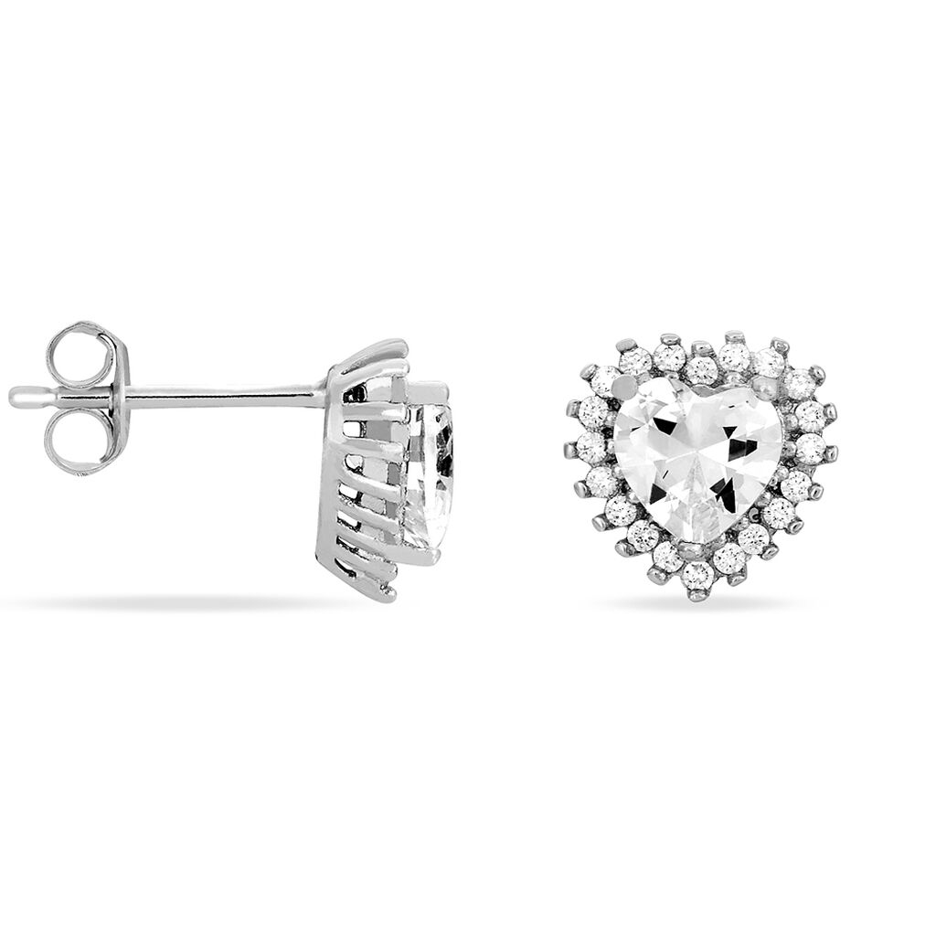 Damen Ohrstecker Silber 925 Zirkonia Herz  - Ohrstecker Damen | OROVIVO