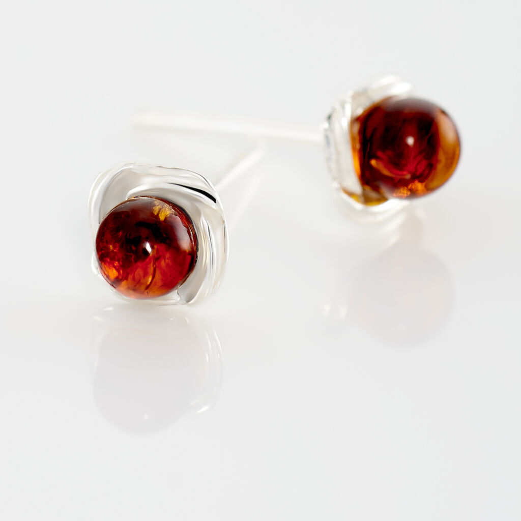 Boucles D'oreilles Puces Argent Et Ambre - Spannringe Damen | OROVIVO