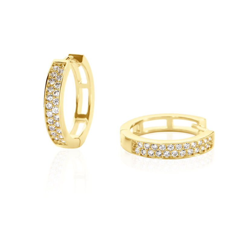 Damen Creolen Gold 375 Rund Weiß 14,1cm 151mm - Creolen Damen | OROVIVO