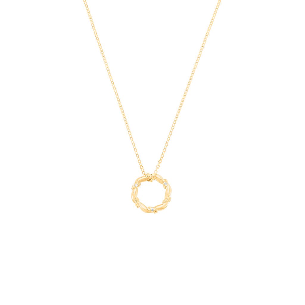 Damen Collier Gold 375 Rund Weiß Geometrisch Vada 4,5cm -  Damen | OROVIVO