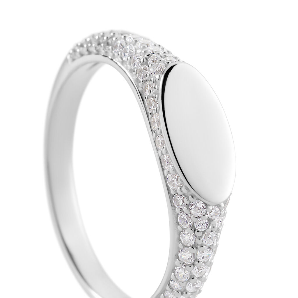 NOOR Damen Ring Silber 925 Zirkonia Wei&szlig; 0,16 ct Oval