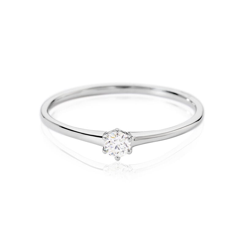 MONOPOLI Damen Ring Wei&szlig;gold 585 (14 Karat) Diamant Wei&szlig; 0,16 ct - Verlobungsringe Damen | OROVIVO