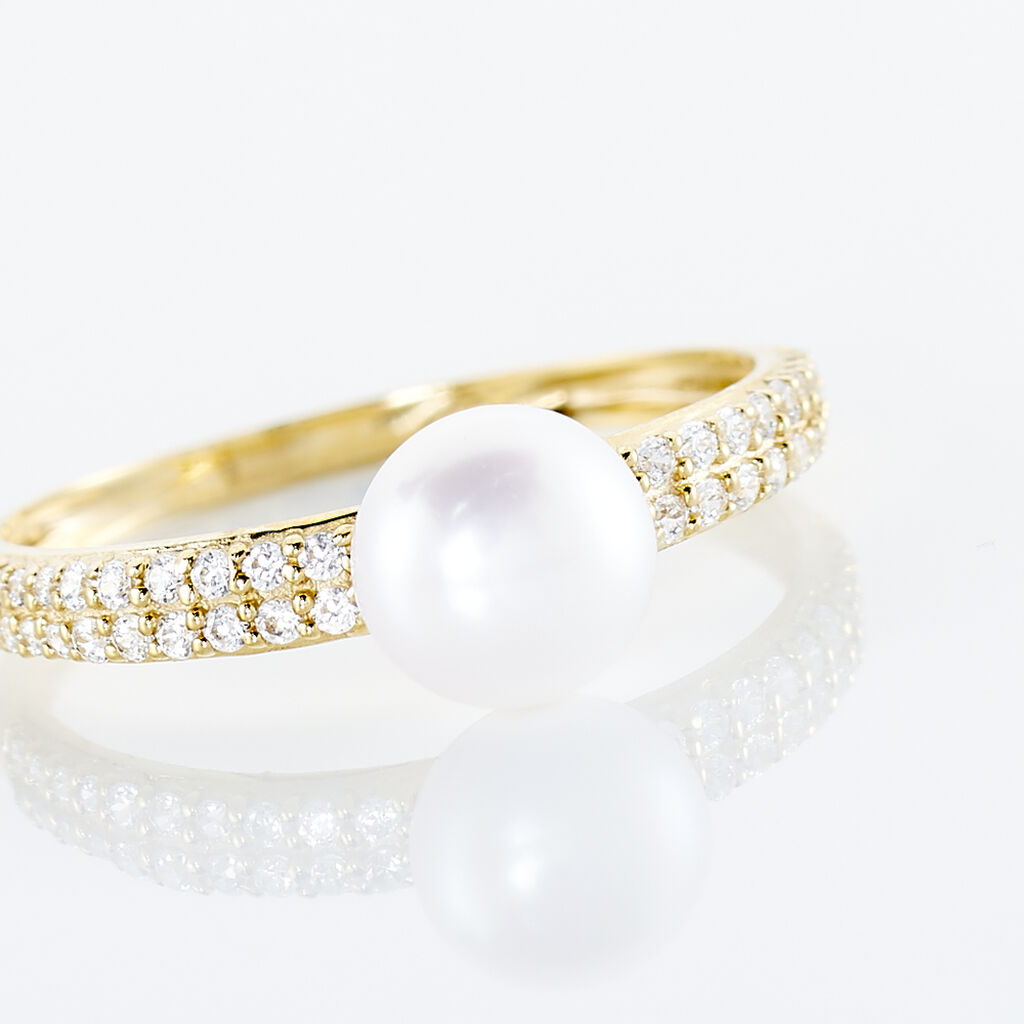 Damen Ring Gold 375 Zuchtperle Weiß Madeleine  - Solitärringe Damen | OROVIVO
