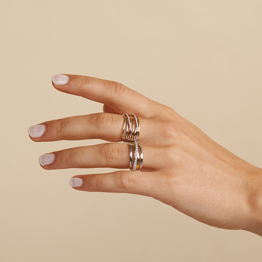 Damen Ring Gold Tricolor 585 Rund Weiß Forca - Ringe mit Stein Damen | OROVIVO