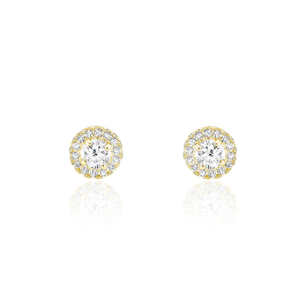 LIDIA 6 Damen Ohrstecker Gold 375 (9 Karat) Zirkonia Weiß, Ohrstecker mit Stein