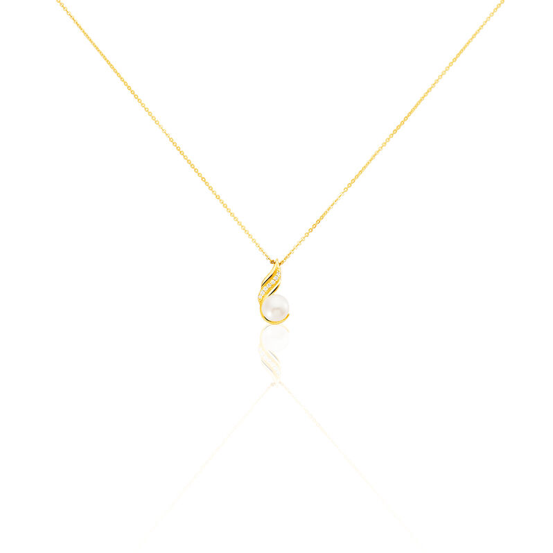 Damen Collier Gold 375 (9 Karat) Zuchtperle Perlmutt Tropfen - Halsketten Damen | OROVIVO