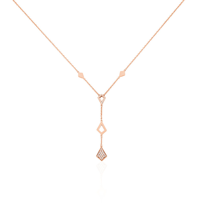 MILANKA Damen Collier Silber rosevergoldet 925 Zirkonia Wei&szlig; Raute - Halsketten Damen | OROVIVO