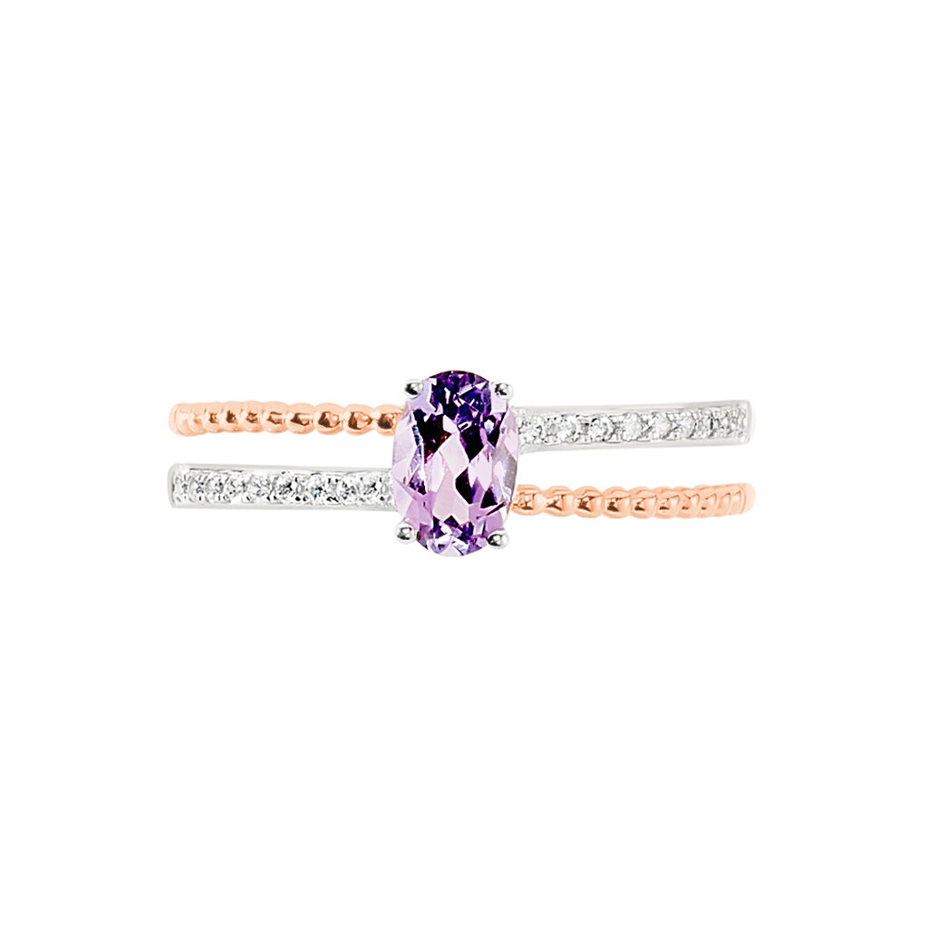 Bague Frannie Or Rose Amethyste Et Oxyde De Zirconium - Spannringe Damen | OROVIVO