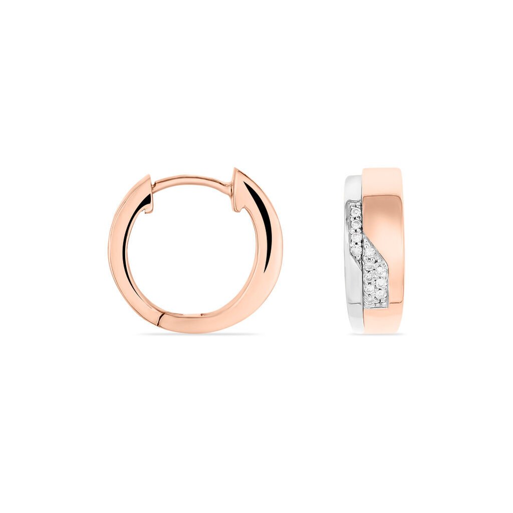 Damen Creolen Gold Bicolor 375 Diamant 0,04ct Fada 10,30mm , Creolen mit Stein