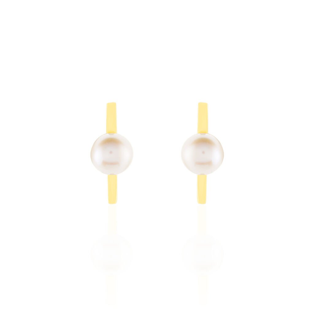 Damen Perlenohrringe Gold 375 Zuchtperle, Ohrstecker mit Stein