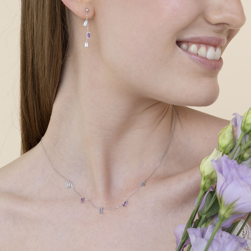 Damen Collier Weißgold 375 Amethyst Violett 0,64ct Ani - Halsketten Damen | OROVIVO