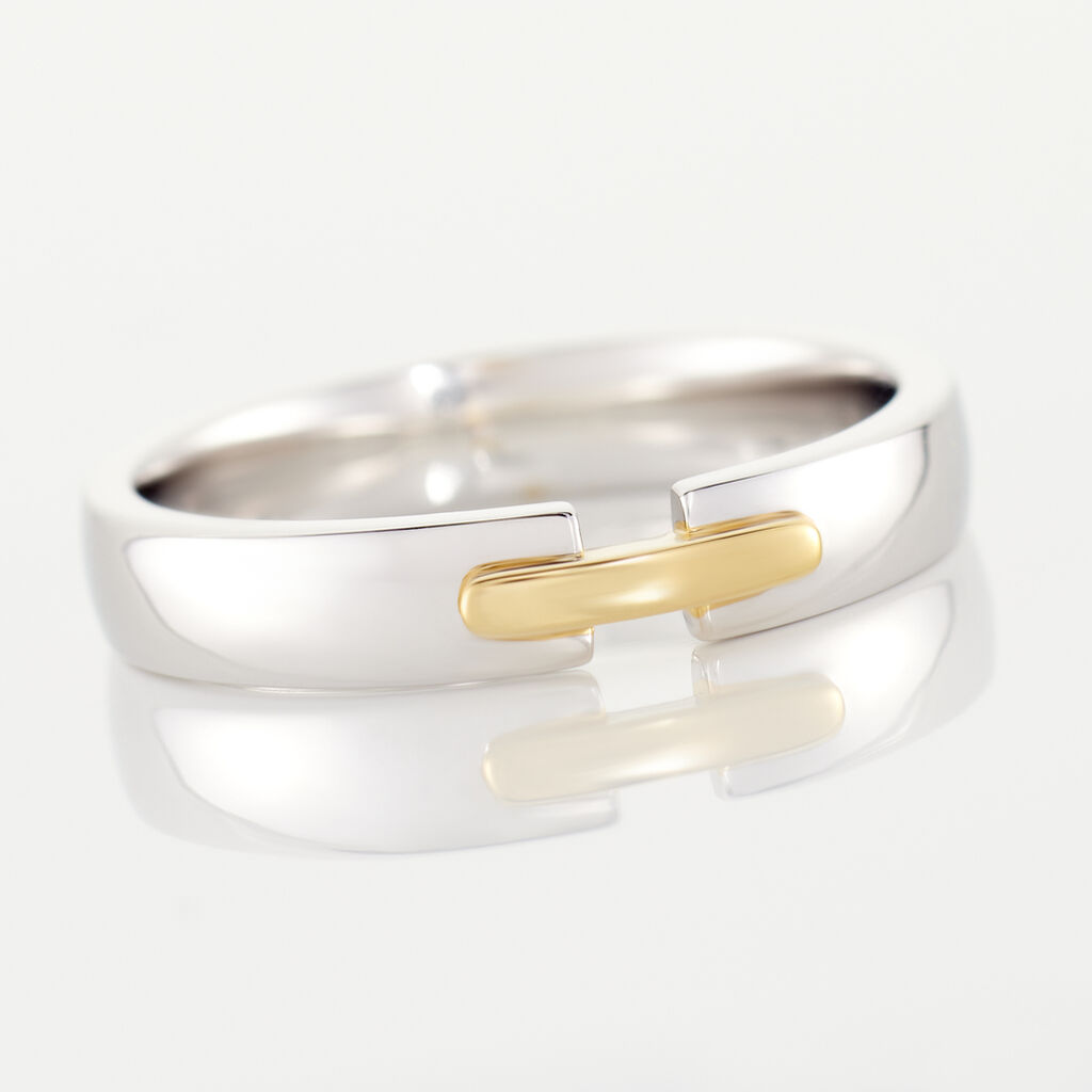 Alliance Or Bicolore Weiss Et Jaune Marton Fantaisie - Spannringe Unisex | OROVIVO