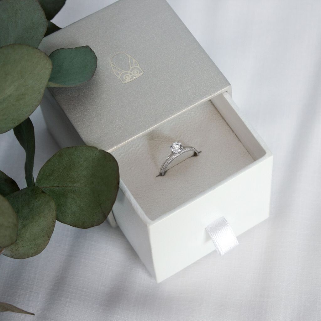 Damen Ring Wei&szlig;gold 375 (9 Karat) Zirkonia Wei&szlig;