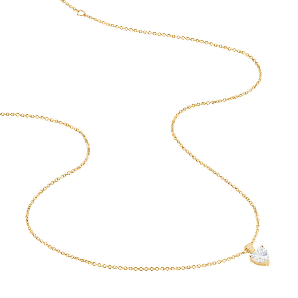 ANISHA Damen Collier Vergoldet Zirkonia Wei&szlig; 0,27 ct Herz