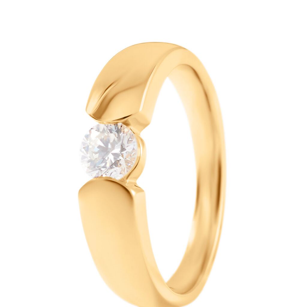 SANINA Damen Ring Gold 585 (14 Karat) Diamant Weiß 0,4 ct B 4,3 mm - Ringe mit Stein Damen | OROVIVO