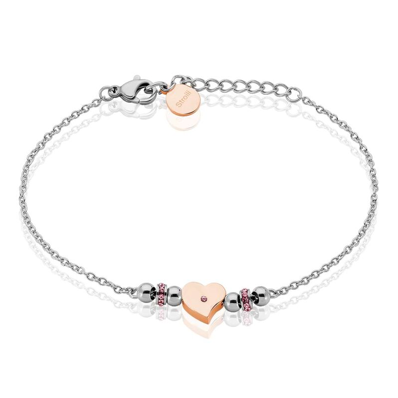 Bracciale Cuore in acciaio bicolore e strass - Spannringe Damen | OROVIVO