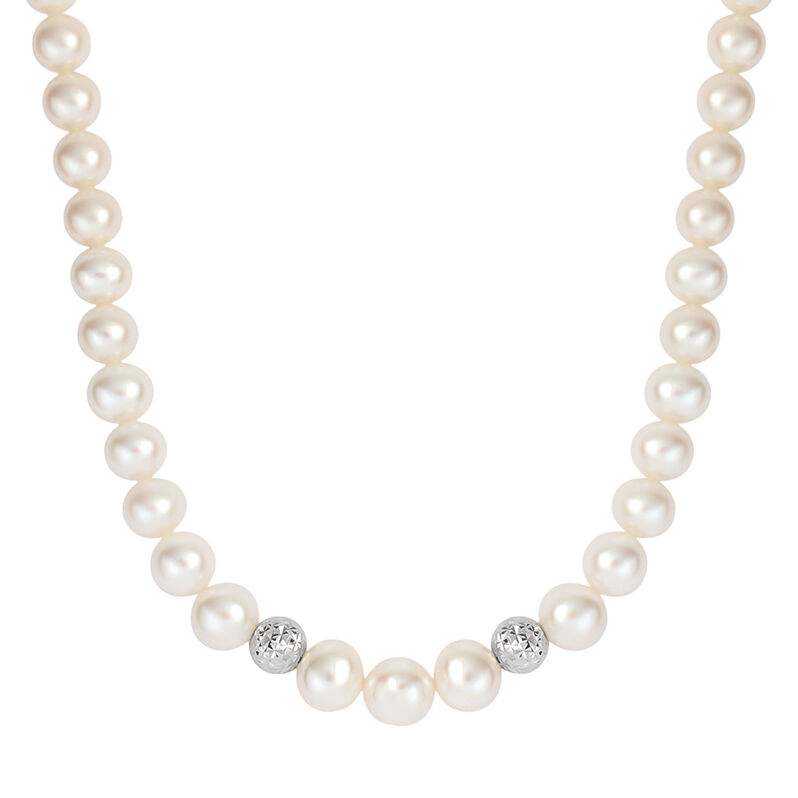 Collana Gabrielle Oro Bianco Perla D'Acqua Dolce - Spannringe Damen | OROVIVO