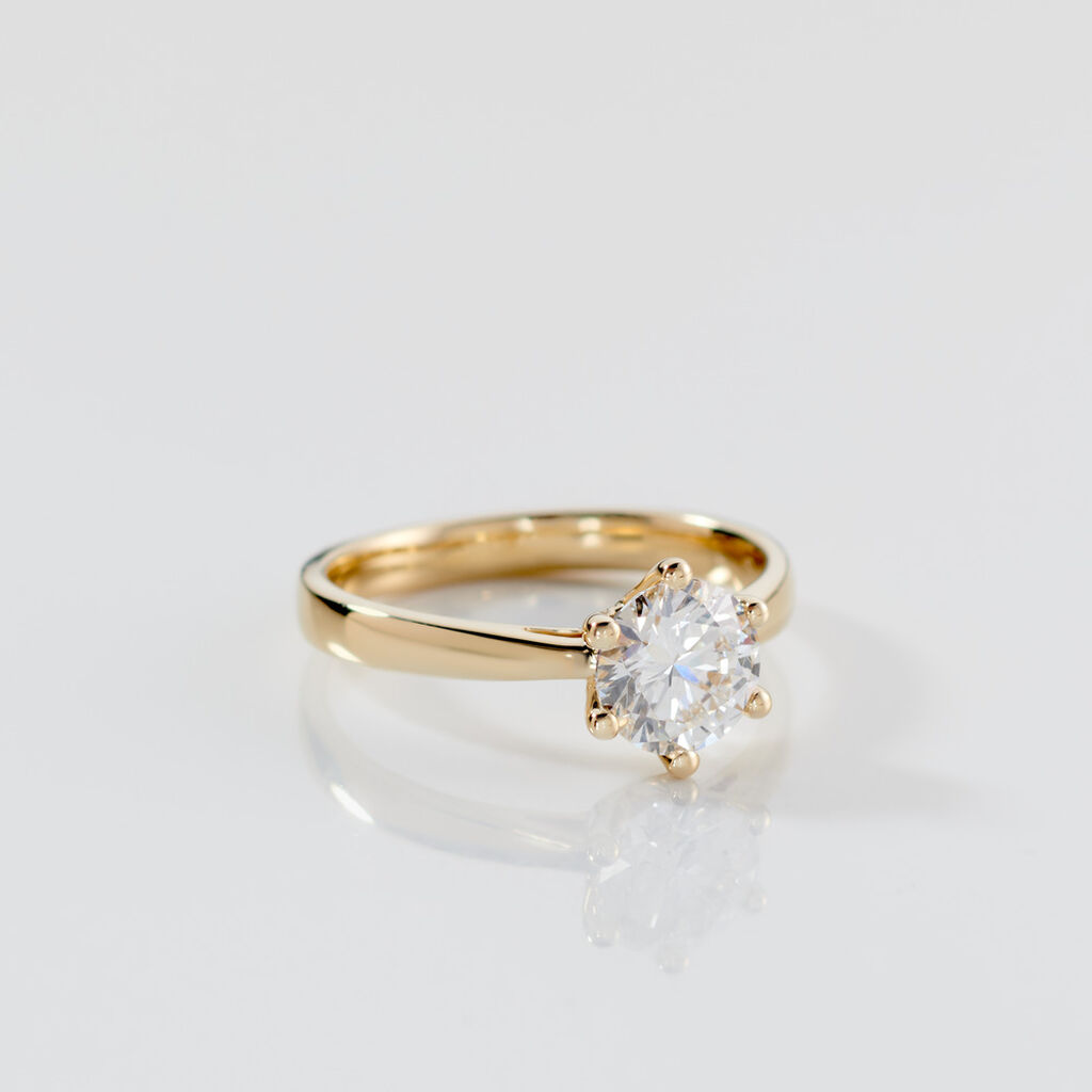 Sonate Damen Ring Gold 585 (14 Karat) Synthetischer Diamant Wei&szlig; 1,02 ct